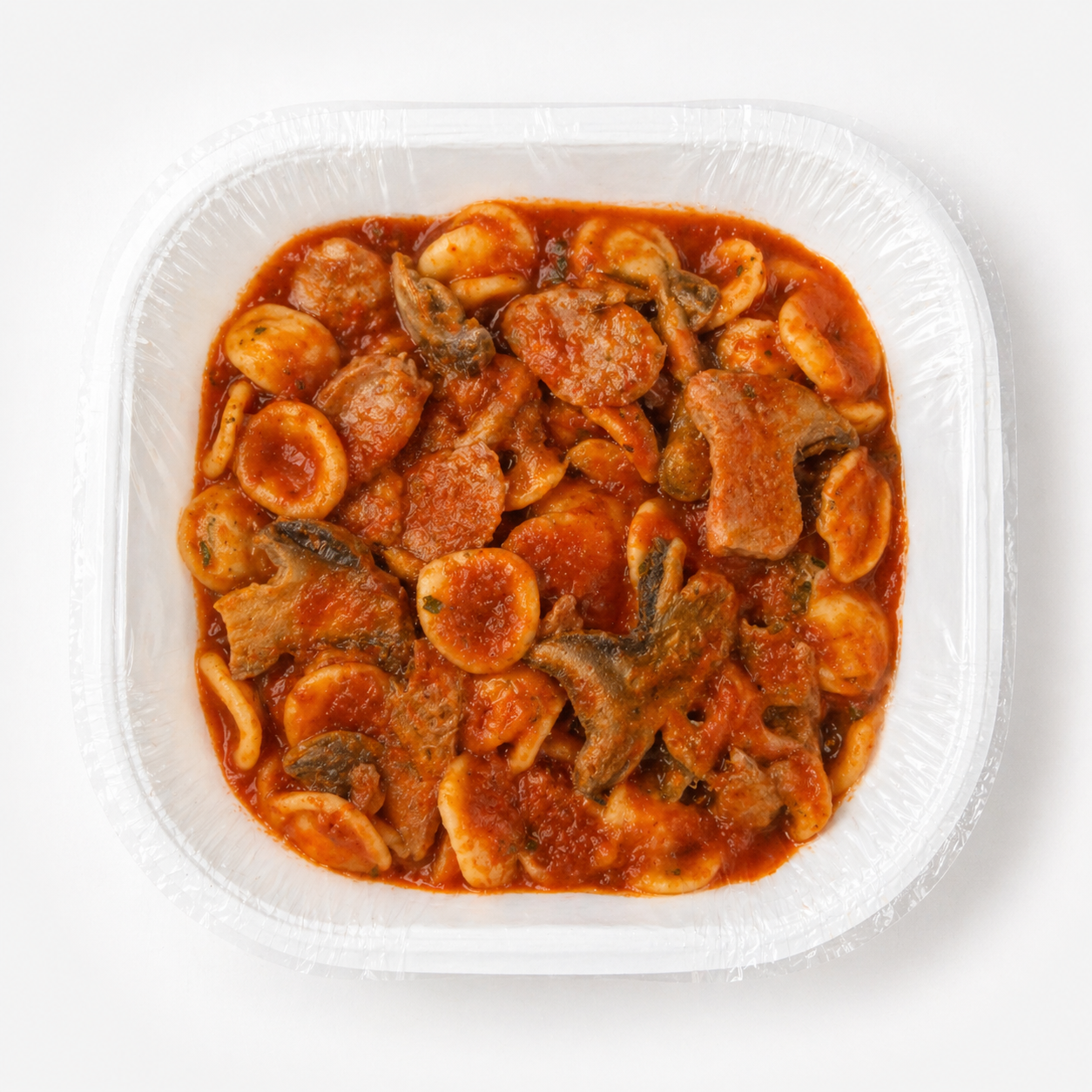 Orecchiette mit Wurst und Pilzen nach traditioneller Art