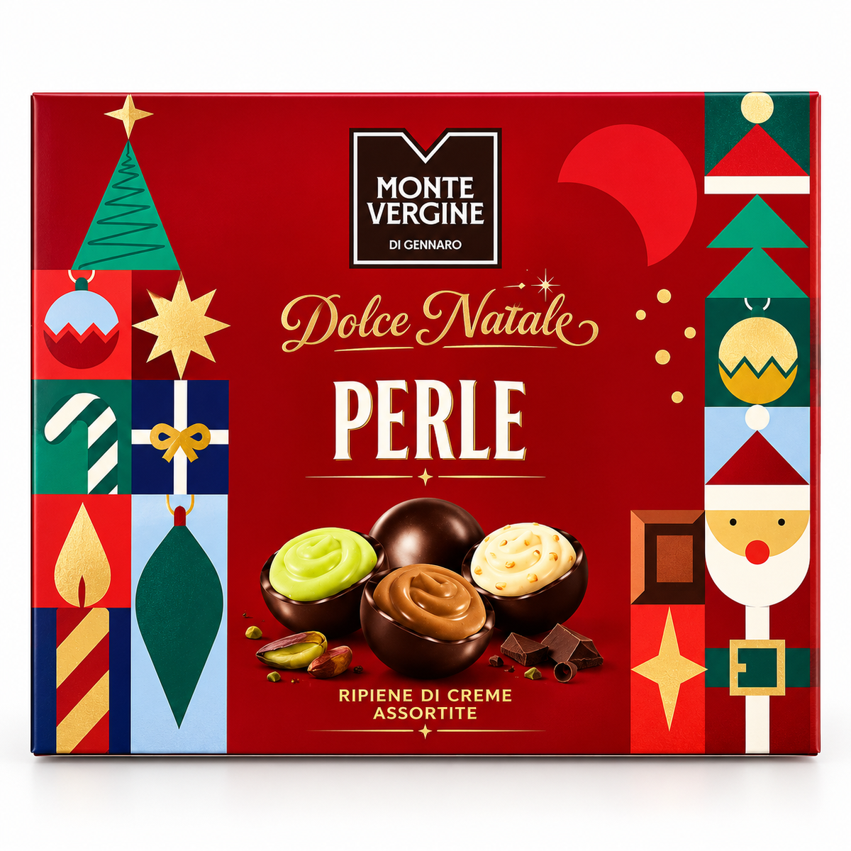 Weihnachtspärlen mit verschiedenen Cremefüllungen