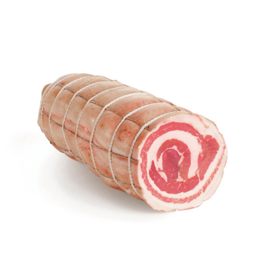 Pancetta arrotolata e scotennata