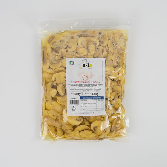 Champignons de Paris au naturel (pour pizzas)